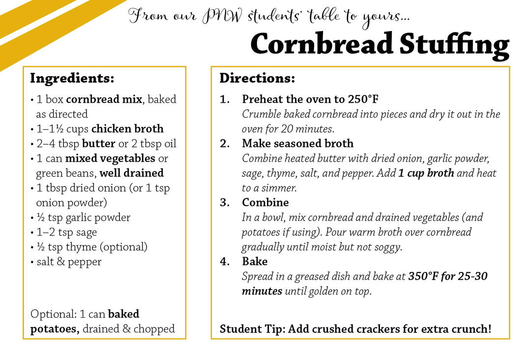 PNW Cornbread Stuffing Recipe Card -- Adobe Illustrator